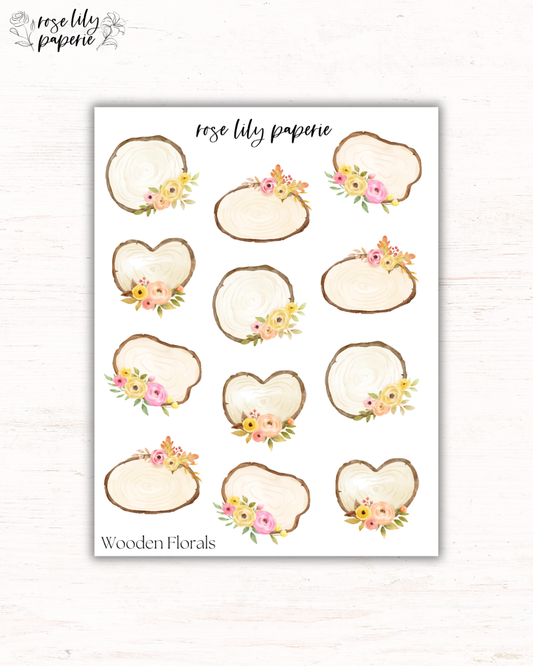 Wooden Florals Sticker Sheet