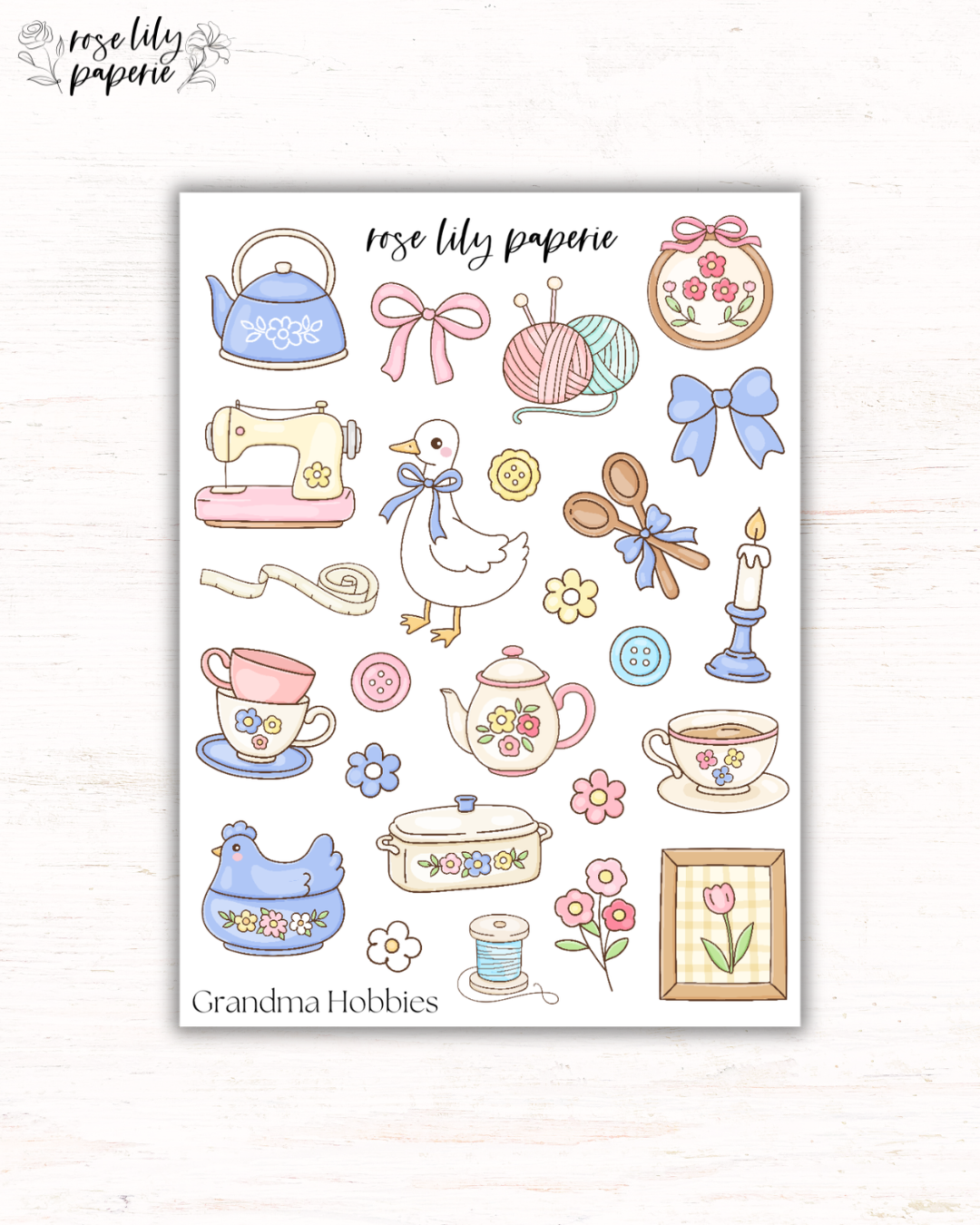 Grandma Hobbies Sticker Sheet