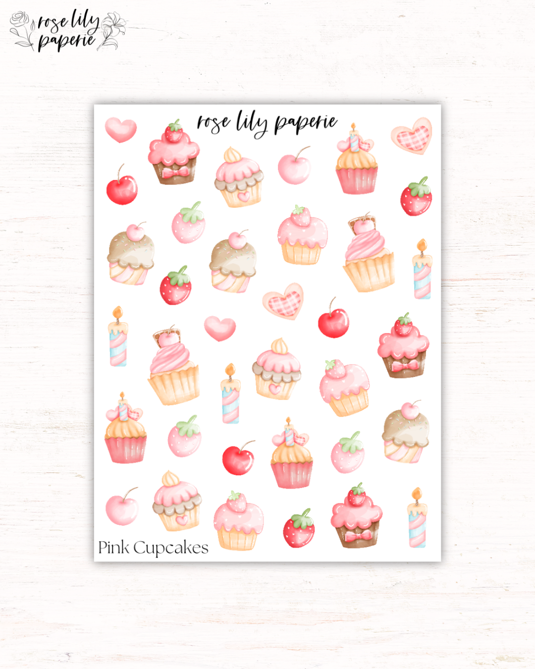 Pink Cupcakes Sticker Sheet