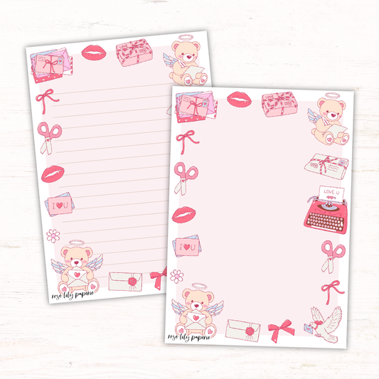 Teddy Valentines Writing Papers