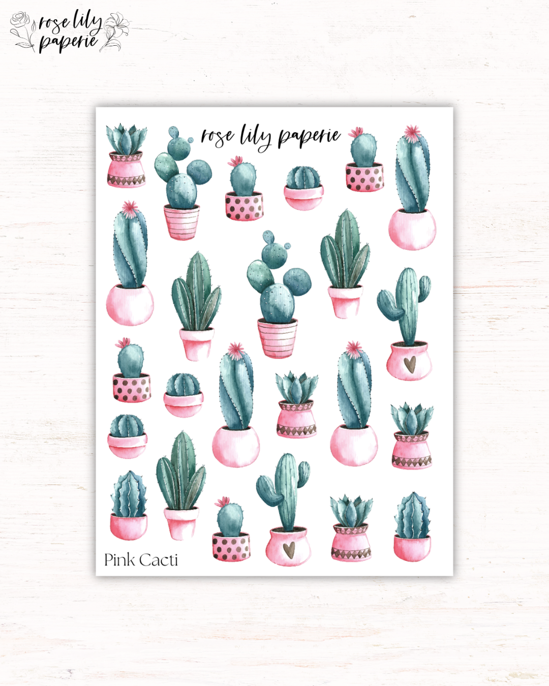 Pink Cacti Sticker Sheet