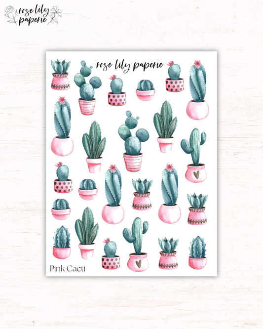 Pink Cacti Sticker Sheet